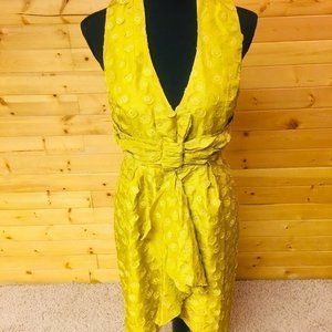 Lime Green Silk dress by Quillaree (Philosophy), V Neck, Size 2 NWOT